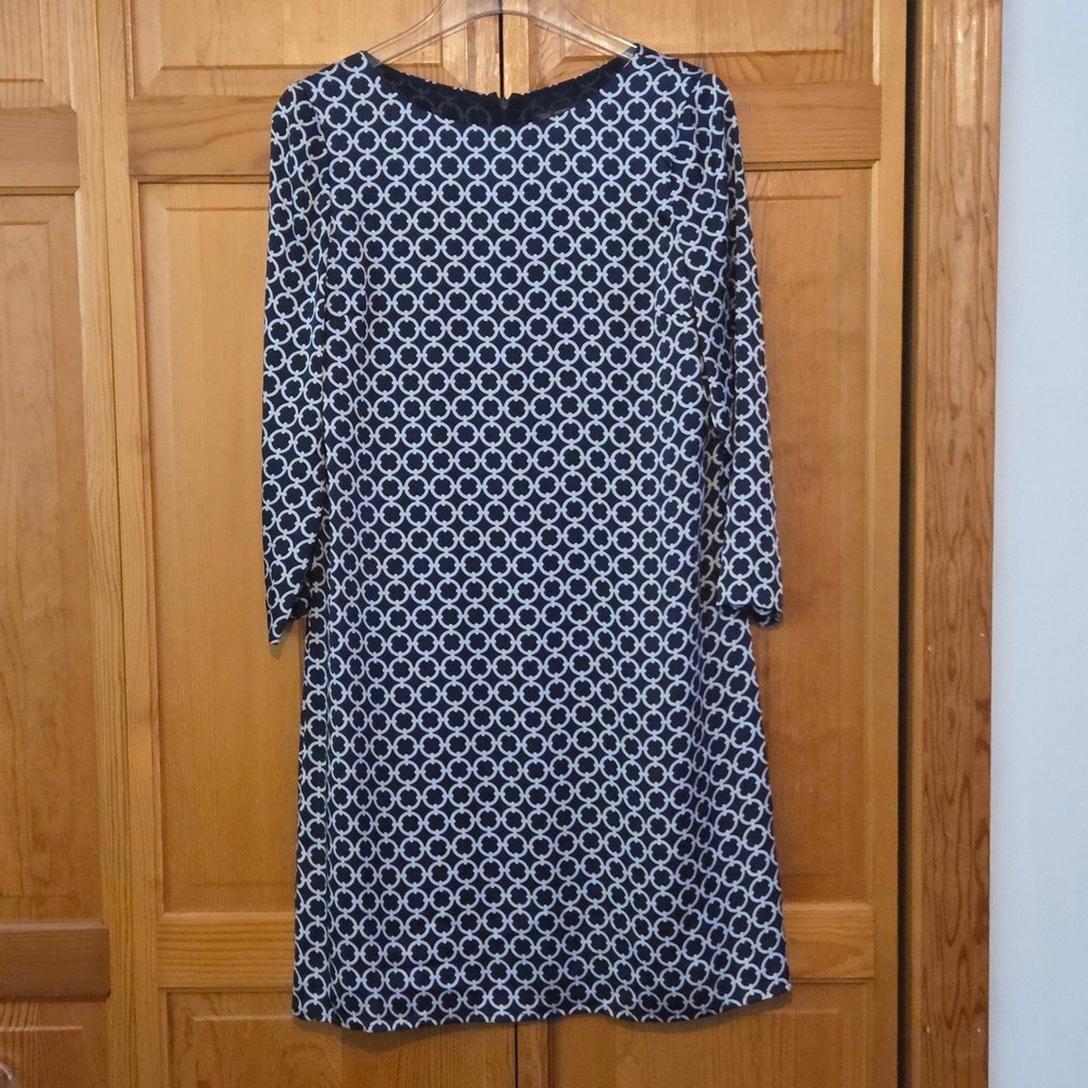 Brooks Brothers Dress Navy White Geometric Print Sheath Size 4